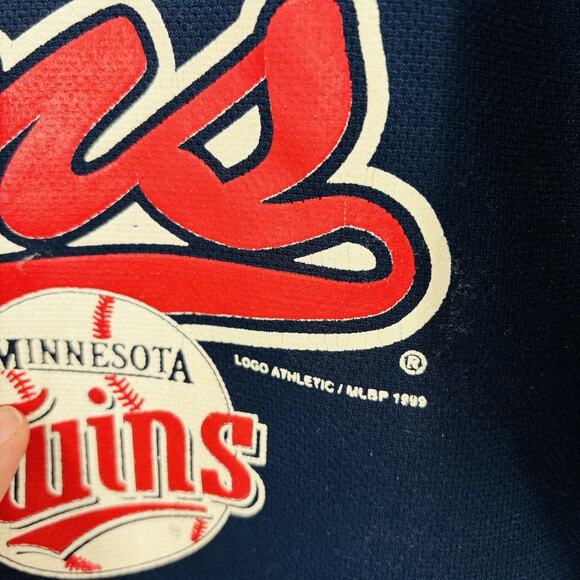 Vintage Minnesota Twins Baseball Jersey Size XL Men’s Blue Logo Athletic 90s MLB - Picture 5 of 8